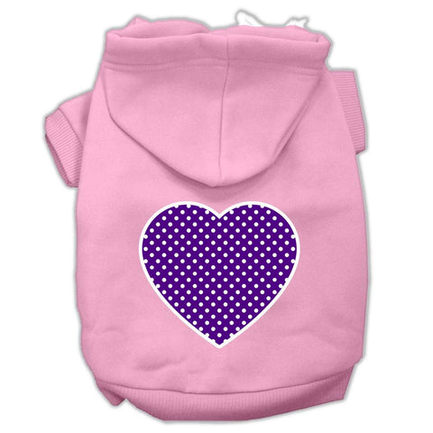 Purple Swiss Dot Heart Screen Print Pet Hoodies Light Pink Size Med (12)