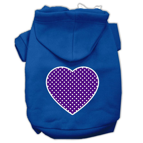 Purple Swiss Dot Heart Screen Print Pet Hoodies Blue Size Sm (10)