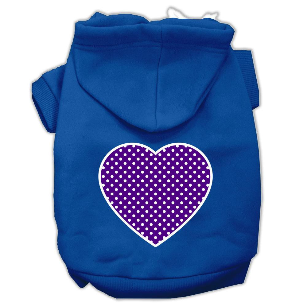 Purple Swiss Dot Heart Screen Print Pet Hoodies Blue Size XS (8)