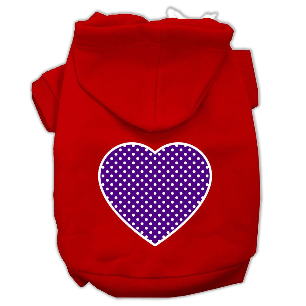 Purple Swiss Dot Heart Screen Print Pet Hoodies Red Size XS (8)