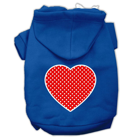 Red Swiss Dot Heart Screen Print Pet Hoodies Blue Size Lg (14)