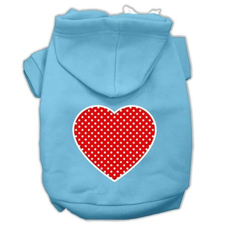 Red Swiss Dot Heart Screen Print Pet Hoodies Baby Blue Size Med (12)