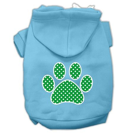 Green Swiss Dot Paw Screen Print Pet Hoodies Baby Blue Size Lg (14)