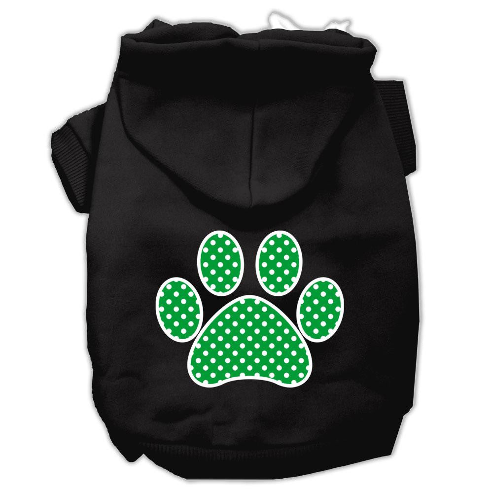 Green Swiss Dot Paw Screen Print Pet Hoodies Black Size Lg (14)