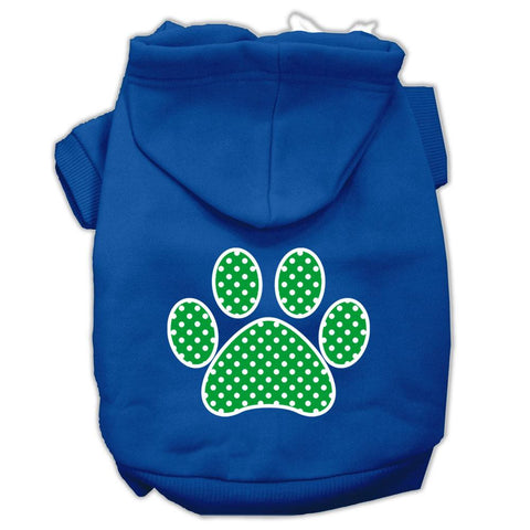 Green Swiss Dot Paw Screen Print Pet Hoodies Blue Size Lg (14)