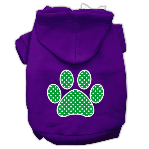 Green Swiss Dot Paw Screen Print Pet Hoodies Purple Size Med (12)