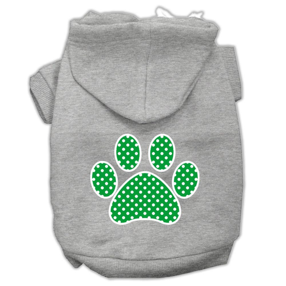 Green Swiss Dot Paw Screen Print Pet Hoodies Grey Size Sm (10)