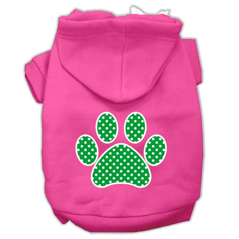 Green Swiss Dot Paw Screen Print Pet Hoodies Bright Pink Size Xl (16)