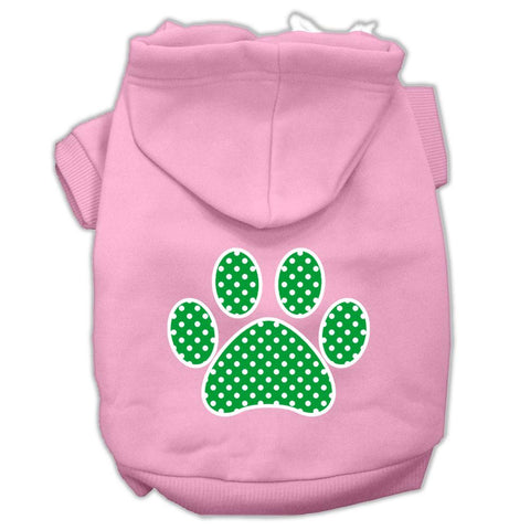 Green Swiss Dot Paw Screen Print Pet Hoodies Light Pink Size Xs (8)