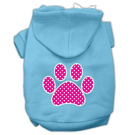 Pink Swiss Dot Paw Screen Print Pet Hoodies Baby Blue Size Lg (14)