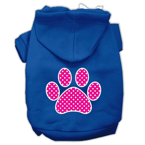 Pink Swiss Dot Paw Screen Print Pet Hoodies Blue Size Lg (14)