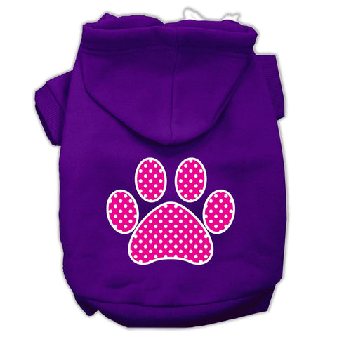 Pink Swiss Dot Paw Screen Print Pet Hoodies Purple Size Lg (14)