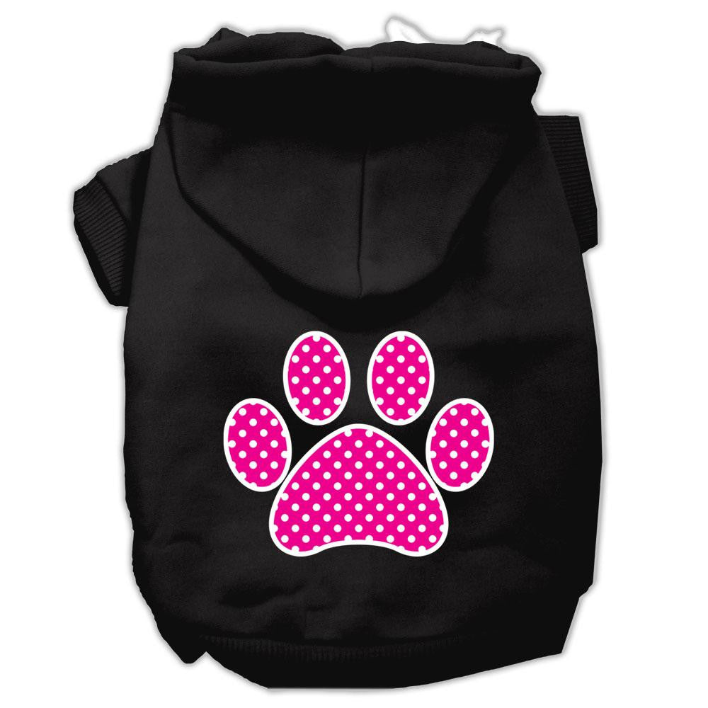 Pink Swiss Dot Paw Screen Print Pet Hoodies Black Size XS (8)