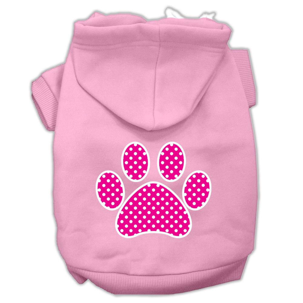 Pink Swiss Dot Paw Screen Print Pet Hoodies Light Pink Size Xs (8)