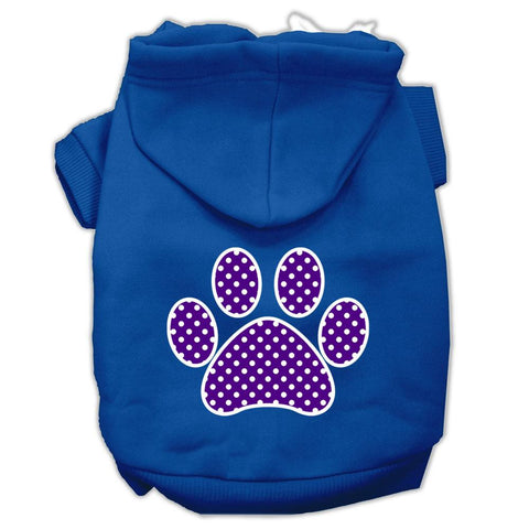 Purple Swiss Dot Paw Screen Print Pet Hoodies Blue Size Lg (14)