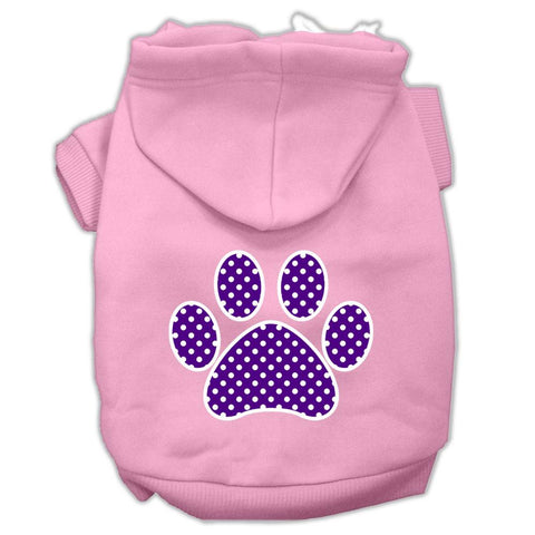 Purple Swiss Dot Paw Screen Print Pet Hoodies Light Pink Size Lg (14)