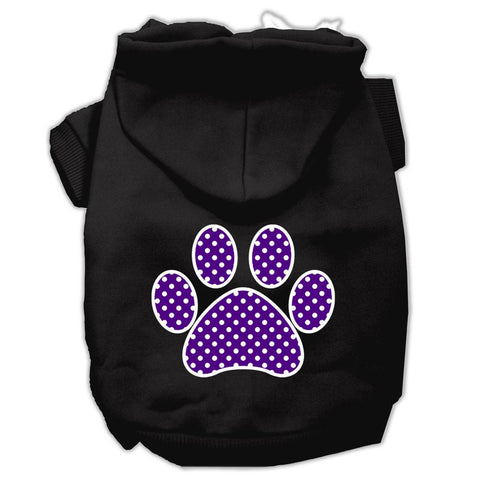 Purple Swiss Dot Paw Screen Print Pet Hoodies Black Size Med (12)