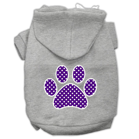 Purple Swiss Dot Paw Screen Print Pet Hoodies Grey Size Med (12)