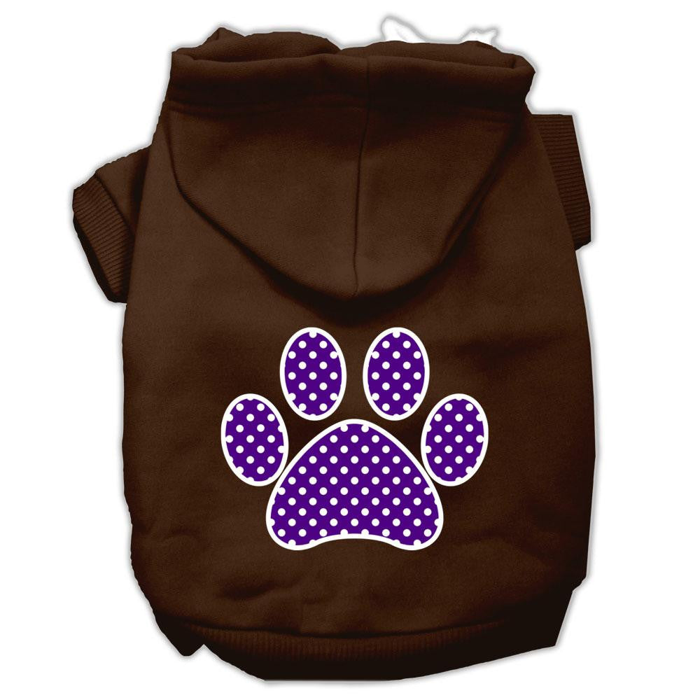 Purple Swiss Dot Paw Screen Print Pet Hoodies Brown Size XS (8)