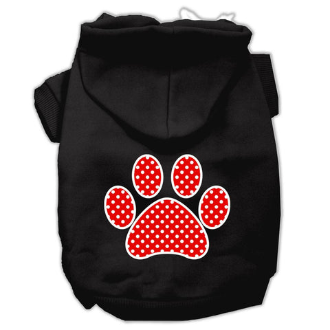 Red Swiss Dot Paw Screen Print Pet Hoodies Black Size Lg (14)