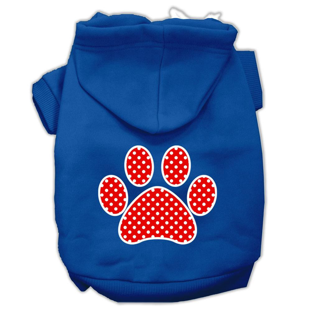 Red Swiss Dot Paw Screen Print Pet Hoodies Blue Size Lg (14)