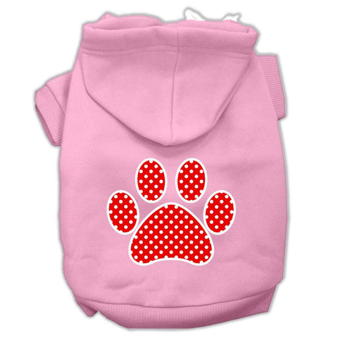 Red Swiss Dot Paw Screen Print Pet Hoodies Light Pink Size Lg (14)