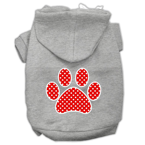 Red Swiss Dot Paw Screen Print Pet Hoodies Grey Size Med (12)