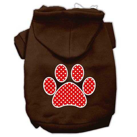 Red Swiss Dot Paw Screen Print Pet Hoodies Brown Size XL (16)