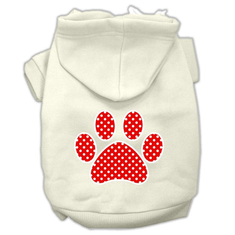 Red Swiss Dot Paw Screen Print Pet Hoodies Cream Size XXL (18)