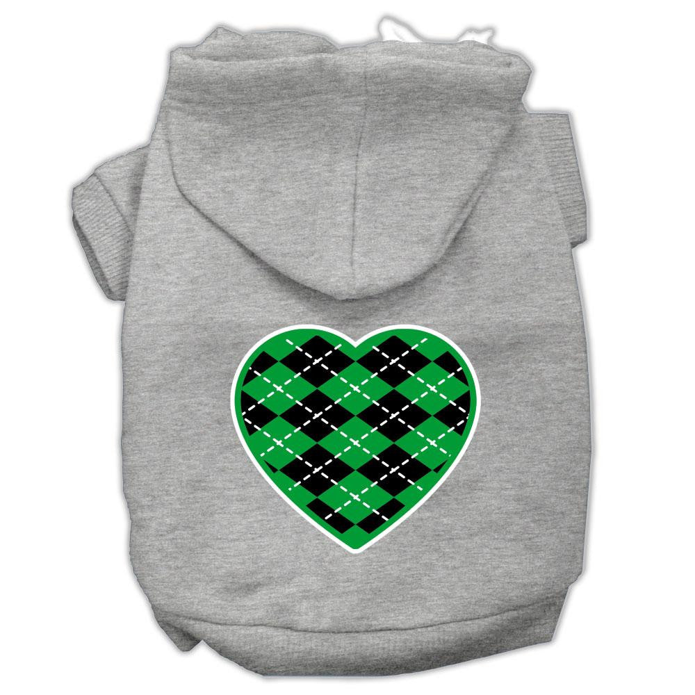 Argyle Heart Green Screen Print Pet Hoodies Grey Size Lg (14)