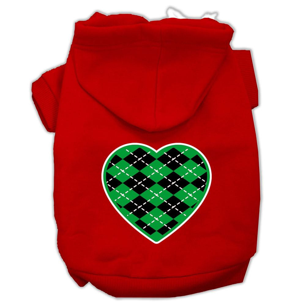 Argyle Heart Green Screen Print Pet Hoodies Red Size Lg (14)