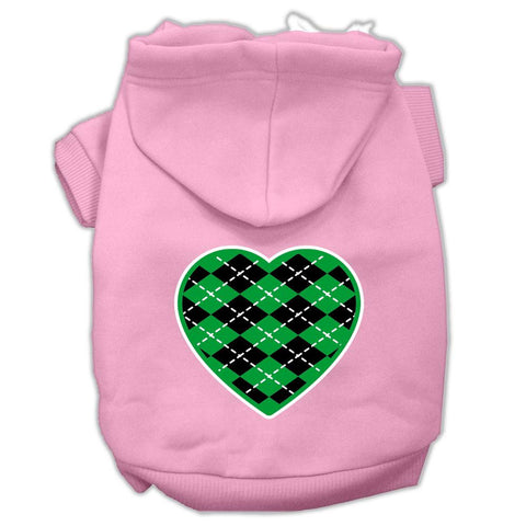 Argyle Heart Green Screen Print Pet Hoodies Light Pink Size Sm (10)