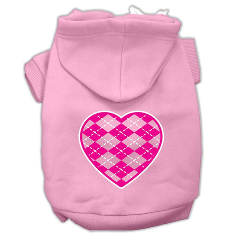 Argyle Heart Pink Screen Print Pet Hoodies Light Pink Size Xs (8)