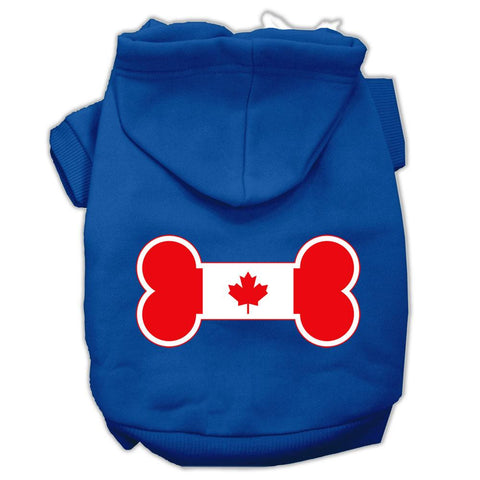 Bone Shaped Canadian Flag Screen Print Pet Hoodies Blue L (14)