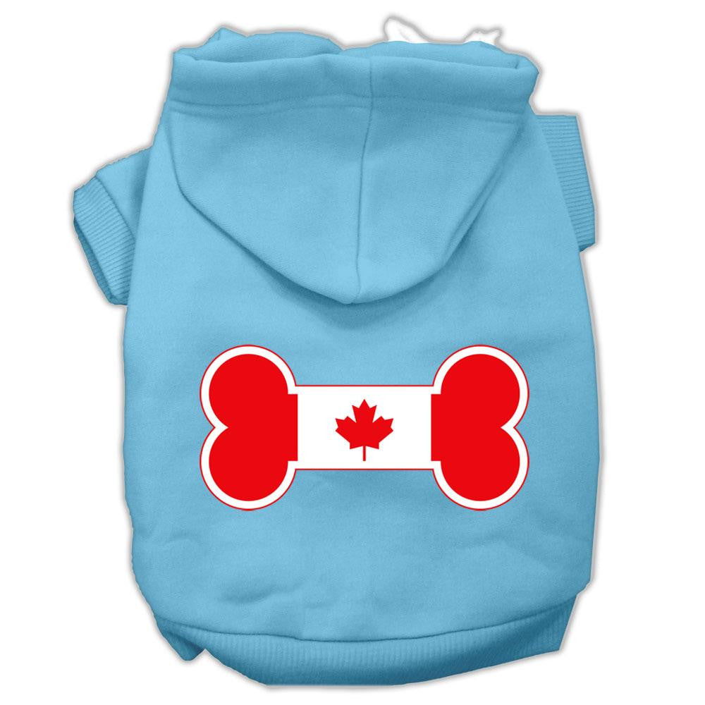 Bone Shaped Canadian Flag Screen Print Pet Hoodies Baby Blue S (10)