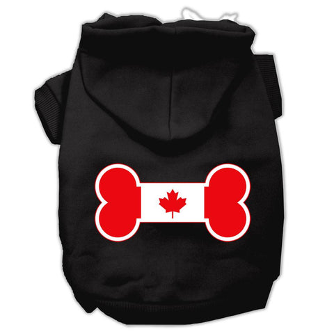 Bone Shaped Canadian Flag Screen Print Pet Hoodies Black S (10)