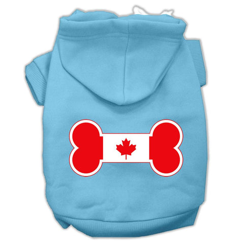 Bone Shaped Canadian Flag Screen Print Pet Hoodies Baby Blue Xs (8)