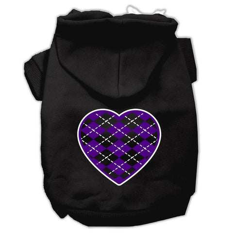 Argyle Heart Purple Screen Print Pet Hoodies Black Size Lg (14)