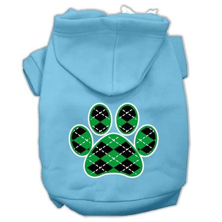 Argyle Paw Green Screen Print Pet Hoodies Baby Blue Size Lg (14)