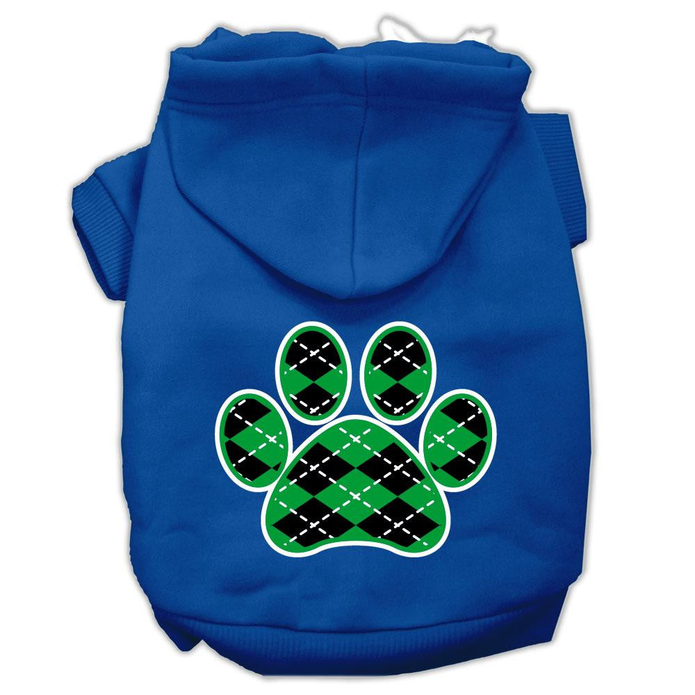 Argyle Paw Green Screen Print Pet Hoodies Blue Size Lg (14)