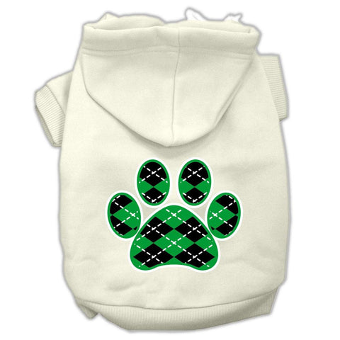 Argyle Paw Green Screen Print Pet Hoodies Cream Size L (14)