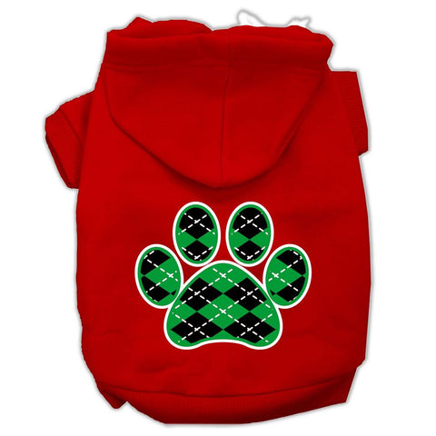 Argyle Paw Green Screen Print Pet Hoodies Red Size Med (12)