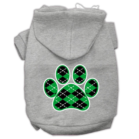 Argyle Paw Green Screen Print Pet Hoodies Grey Size Sm (10)