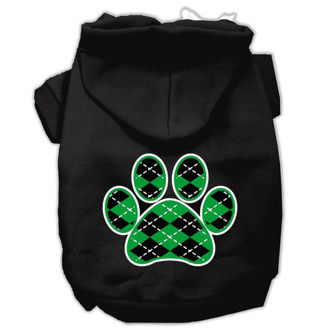 Argyle Paw Green Screen Print Pet Hoodies Black Size XXL (18)