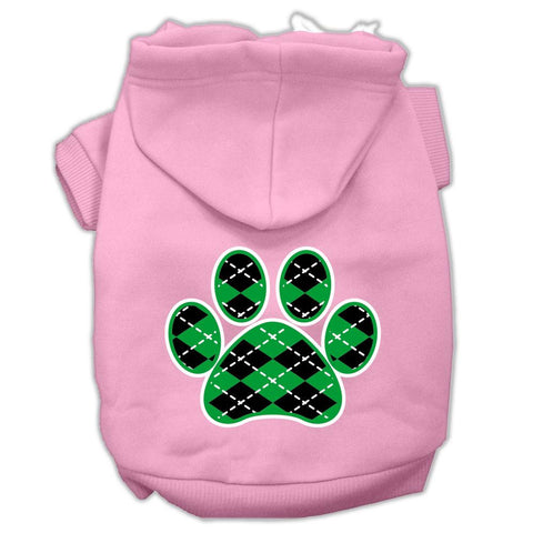 Argyle Paw Green Screen Print Pet Hoodies Light Pink Size XXL (18)