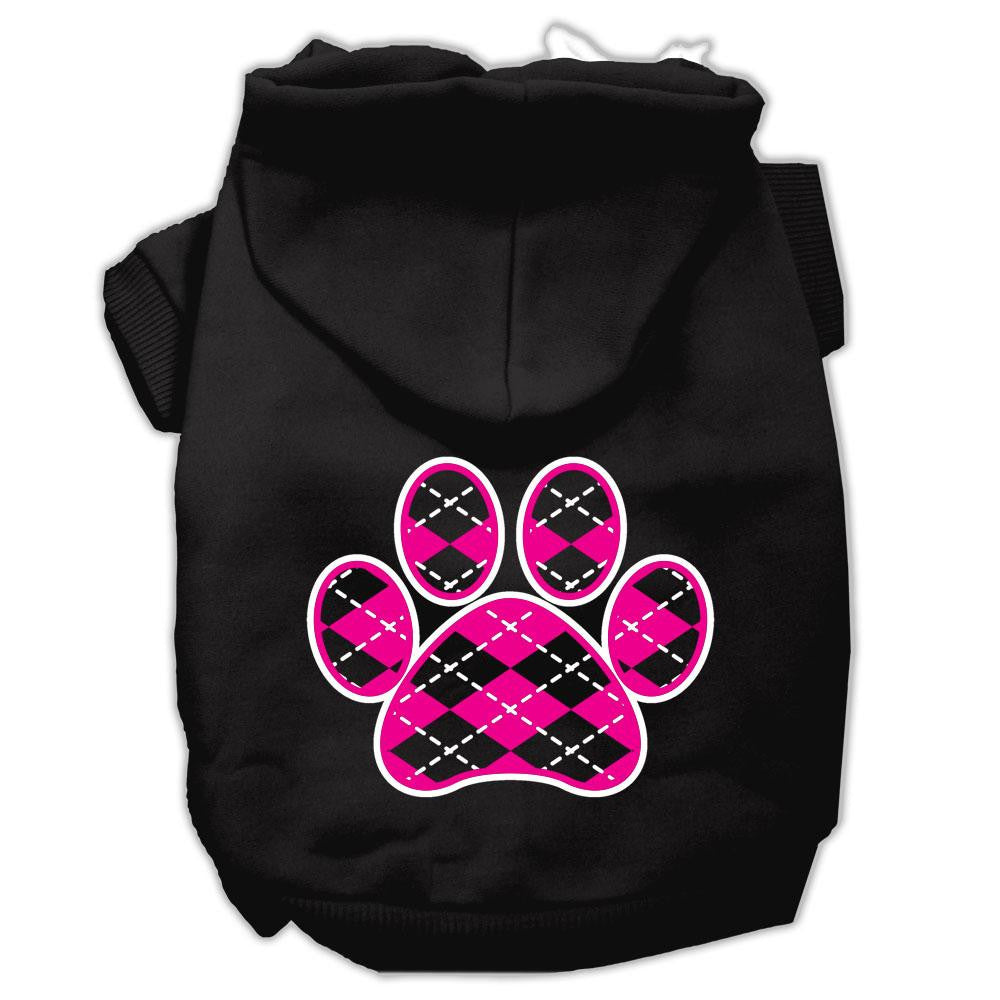 Argyle Paw Pink Screen Print Pet Hoodies Black Size Med (12)