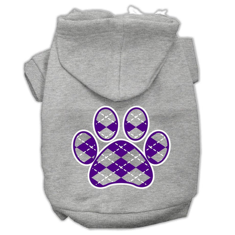 Argyle Paw Purple Screen Print Pet Hoodies Grey Size Lg (14)