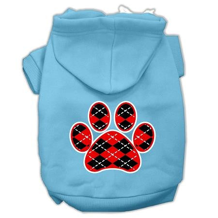 Argyle Paw Red Screen Print Pet Hoodies Baby Blue Size Lg (14)