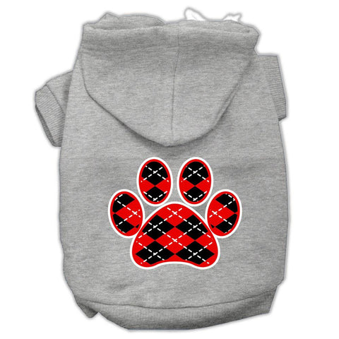 Argyle Paw Red Screen Print Pet Hoodies Grey Size Xl (16)