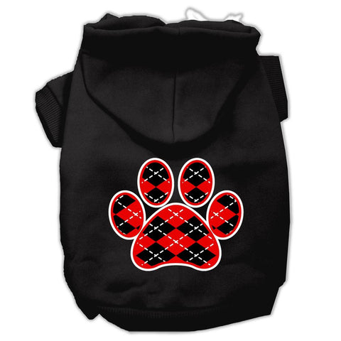 Argyle Paw Red Screen Print Pet Hoodies Black Size XS (8)